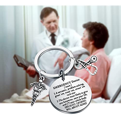 Image of CENWA Emergency Medicine Doctor Definition Keychain ER Doctor Gift Medical Student Gift (Emergency Doctor K)