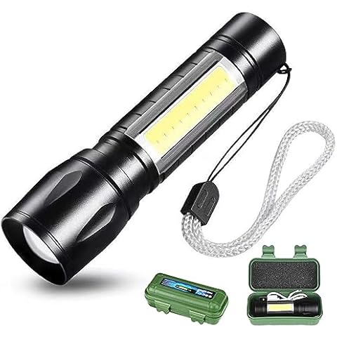 CLEZGO LED Emergency Handheld Flashlight USB Rechargeable Flashlight 3 Modes Adjustable Focus Cover