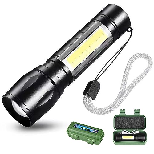 DOTCOM LED Emergency Handheld Flashlight USB Rechargeable Flashlight 3 Modes Adjustable...