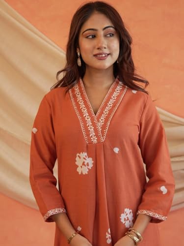Image of Women's Mulmul Cotton Kurti with Pant and Dupatta
