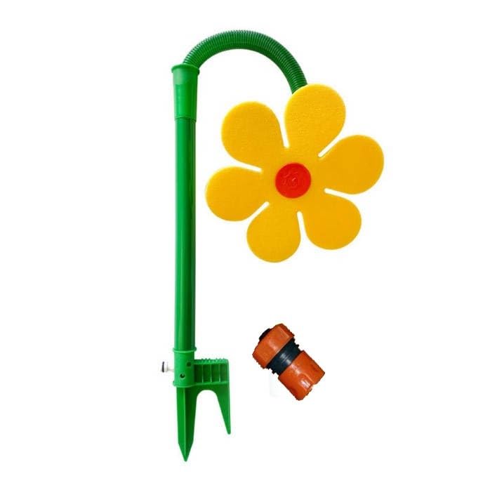Crazy Daisy Sprinkler for Garden and Kids 360° Rotating Water Sprinkler Fun Dog Sprinkler Toy Outdoor Hose Connectable Lawn Sprinklers for Yard Watering (Yellow)