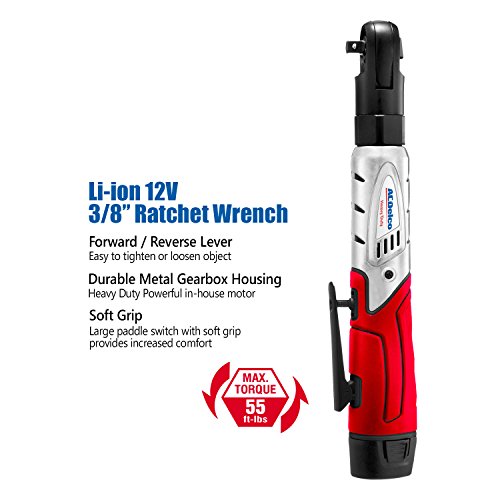 Acdelco Arw1201 G12 Series 12V Cordless Li-Ion 3/8” 57 Ft-Lbs. Ratchet Wrench Tool Kit With 2 Batteries And Carrying Case #TOP2