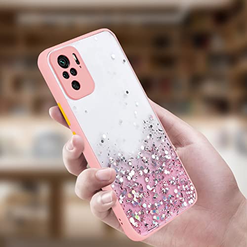 Image of VONZEE Case Compatible with Xiaomi Redmi Note 10 / 10S / Note 11 SE, Non Moving Glitter Cover for Girls & Women Soft TPU Shockproof Anti Scratch Drop Protection Cover (Pink)