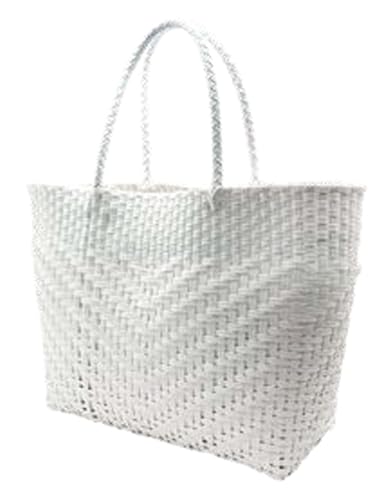 丸和貿易 カゴバッグ マルシェバッグ おしゃれ プラかごバッグ 水 汚れ 強い 速乾 買い物バッグ プール ランドリー ホワイト プラリュクス - 丸和貿易(Maruwa Trade) - 商品画像