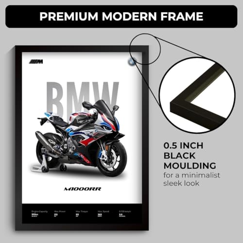 Image of BMW M1000RR Poster | Superbike BMW Framed Poster | Framed Matt Superbike | Bike Posters A3 Size (31 x 23 cm) | Motorrad Bikes Posters for Wall, Home, Bedroom, Living room decoration (F 021)