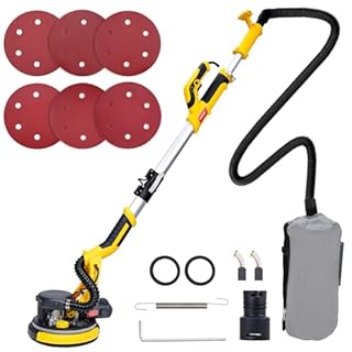 HYCHIKA Levigatrice per Muro, Levigatrice per Muro con Aspiratore, Giraffa per Carteggiare Muri, Smerigliatrice per Muro Cartongesso, Con luce LED, 6 velocità, retrattile e ripiegabile