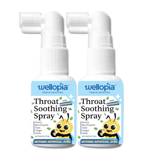 Image of Kids Sore Throat Spray - Instant Cooling Relief | Peppermint Flavor, Bee Propolis & Honey | Immunity Support | No Artificial Additives | Ages 6+ | 30ml | Pack of 2