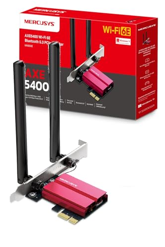 Mercusys MA86XE Carte Wi-FI PCIe Wi-FI 6E AXE5400 Tri-Bande, Bluetooth 5.3, Antennes Haute Performance, WPA3, Compatible PC Windows 10/11