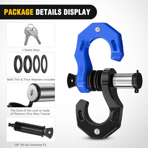 Image of Nilight 2 Pack 3 /4 inch D-Ring Separate Shackle with 7 /8 inch Lock Pin 45,000 lbs Break Strength, Off Road Recovery Shackle with Isolators Washers for Use with Tow Strap, Winch, Truck Vehicle (Black&Blue)