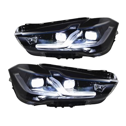 カーアクセサリー ヘッドライト と互換性がある BMW F48 F49 X1 2016-2021 アップグレード フルフロント DRL ターンシグナルライト アセンブリ プラグアンドプレイ(Fit Original Xenon)