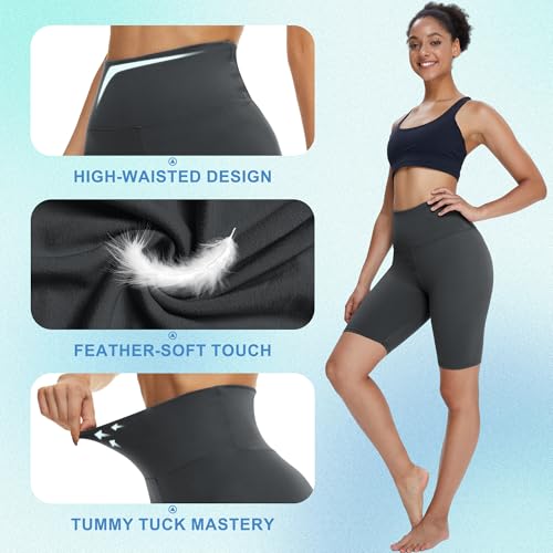 TNNZEET Biker Shorts Women - 8"/5"/3" High Waisted Tummy Control Workout Gym Spandex Booty Yoga Volleyball Shorts