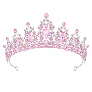 Tiara Crown for Women, Headband Hair Accessories for Birthday Wedding Party Costume Pink