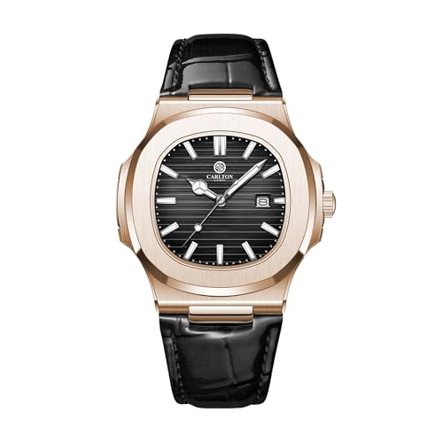 Image of Carlton London Jordan Men Analog Watch, Round Dial, Leather Strap, Quartz Movement, 43 mm Case, Date Display, Classic Casual Style, 30M Water Resistant