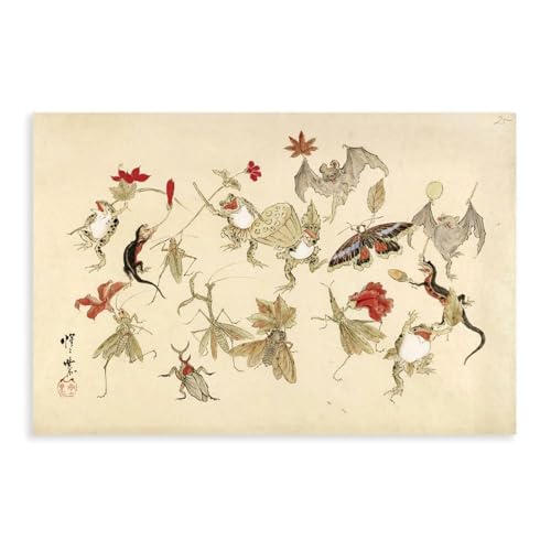 Toile forêt de grenouilles Kyosai 30x45cm pour habiller un mur de chambre vide
