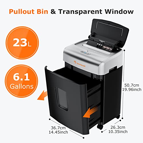 Bonsaii Office Paper Shredder, 110-Sheet Autofeed Heavy Duty Paper Shredder, 30 Minutes Micro Cut Home Office Shredders With 4 Casters, P-4 Security Level&6.1 Gallon Large Bin (C233-B) #TOP5