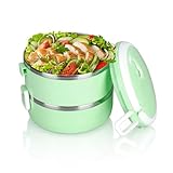 Lunch Box Termico,Porta Pranzo Isolante per Alimenti Caldi in Acciaio Inossidabile 304 Impilabile, Contenitori per Alimenti Rotondi Sigillati Bento Box per Conservazione Fresca di Alimenti(#4)
