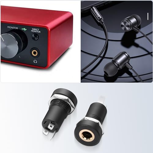 6 piezas conector jack 3.5mm para montaje en panel miniatura 4