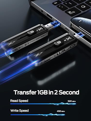 MOVE SPEED USB Drive 256GB External SSD 520MB/s Read Speed, USB 3.2+USB C Dual Ports External Drive, Portable SSD 3-Stage Push-Pull Design for iPhone 15/16/17 Series/Mac/Android Phone etc - Image 3
