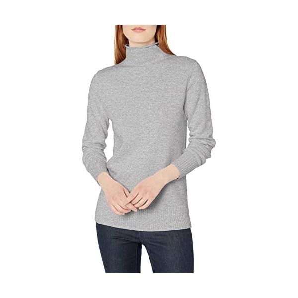 Amazon-Essentials-Womens-Long-Sleeve-100-Cotton-Roll-Neck-Sweater Amazon Essentials Women's Long-Sleeve 100% Cotton Roll Neck Sweater, Light Grey Heather, Small