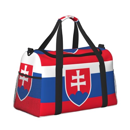 Flag of Slovakia print Travel Duffle Bag Gym Bag for Women,Puffer Tote Bag,Weekender Overnight Bag Organizer3