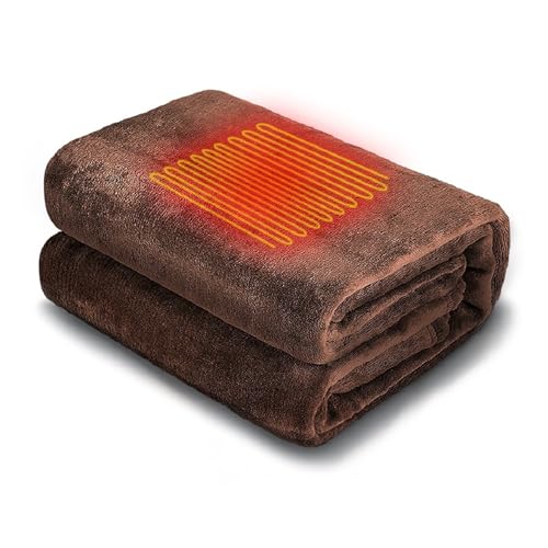 電気毛布 掛け 敷き 兼用 電気ひざ掛け USBブランケット 防寒対策 自動オフ 温度調節 タイマー付き LEDディスプレイ表示 USB給電式 電気ブランケット ひざ掛け 肩掛け オフィス 大判 洗える 省エネ キャンプ 車中泊 テント泊 アウトドア (濃茶色)のサムネイル