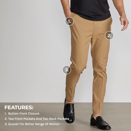 BYLT Men's Exec Pants – Tapered Fit Stretch Slacks, Wrinkle Resistant Suit Trousers, Business Casual Office Bottoms for Men3