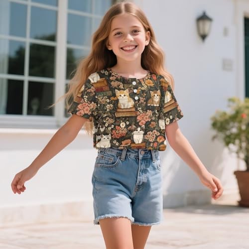Girls Button Henley Shirts 2-16 Years Kids Summer Short Sleeve T-Shirts Casual Outdoor Back to School Outfits4