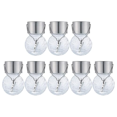 Healifty 8 piezas Lámpara Solar Diseño de Bola Craquelada para Jardín Patio y Iluminación Decorativa y Elegante
