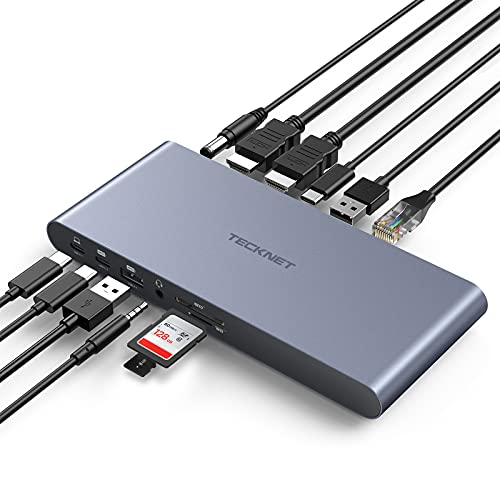 TECKNET Docking Station Dual Monitor 4K, USB 3.2 Gen 2 Laptop Docking Station with 96W Power Delivery, 12 in 1 USB C Docking Station for Computer, (Thunderbolt 3 Dock) USB C Display Hub with HDMI