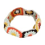 Coprivolante da donna con motivo vintage Boho Granny Square e girasole, adatto per ruote standard da 14 a 15 pollici