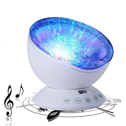 海洋プロジェクター 投影ランプ ベッドサイドランプ 多機能リモコン式音楽プロジェクター 7色モード タイマー付 回転可能 睡眠促進 ロマンチック雰囲気作り こどもの日/誕生日/祝日ギフトにも最適 (神聖ホワイト)