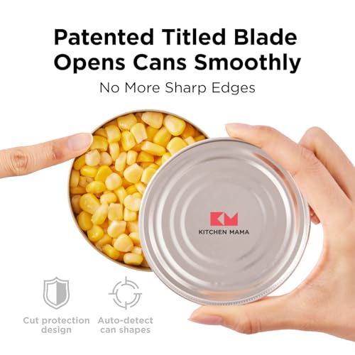 Kitchen Mama One-To-Go Electric Can Opener: One Touch, Auto Stop, Smooth Edge, Lid Lift, Safety, Automatic, Magnetic, Cordless, Battery Operated, Kitchen Appliance for Senior with Arthritis (Yellow)