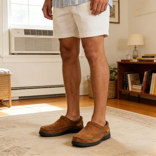 Image of Zigzagger Men's Slip On Moccasin Slippers Indoor Outdoor