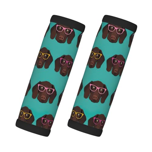 Paquete de 2 asas de equipaje con diseño de puntero alemán de pelo corto en gafas, cubierta única para etiquetas de equipaje para una fácil identificación