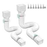 2 Pack Flexible Rain Gutter Downspout Extensions,Drain Downspout Extender,Gutter Extension Flexible,Down Spout Drain Extension Pipes,Extendable from 21 to 60 Inches (White)