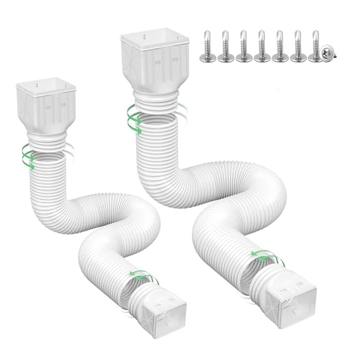 2 Pack Flexible Rain Gutter Downspout Extensions,Drain Downspout Extender,Gutter Extension Flexible,Down Spout Drain Extension Pipes,Extendable from 21 to 60 Inches (White) by Rodnsurw - Used condition - US$19.74