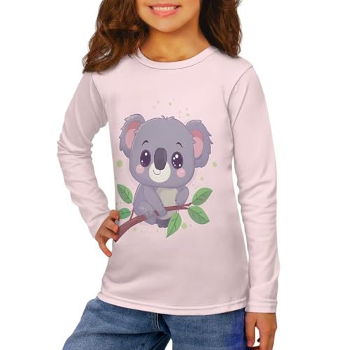 Image of Girls Long Sleeve Shirt with Cute Graphic Casual Pullover Tops 3-16Y
