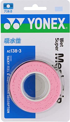 YONEX(ヨネックス)テニス グリップテープ ウエットスーパーメッシュグリップ (3本入り)フレンチピンク(128) AC1383
