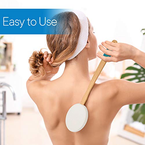 Rms 17.5" Long Lotion Applicator With 4 Pads - Long Handle For Easy Reach And Self Application Of Body Wash - Shower Brush For Both Men And Women (Travel Bag Included) #TOP2