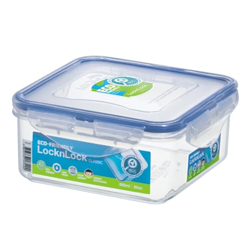 LOCK & LOCK Easy Essentials Food Storage lids/Airtight containers, BPA Free, Square-20 oz-for Coffee, Clear