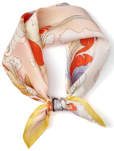 100% Mulberry Silk Scarf for Women, Small Square Satin Scarf for Neck Head Hair Handbag 21