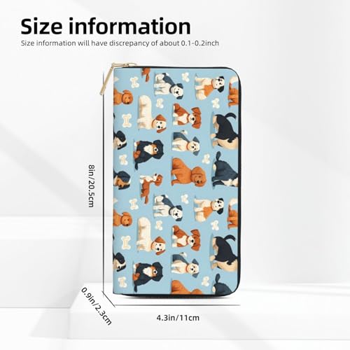 Cute Colorful Puppy Print Wallet Women, Leather Bifold Multi Card Wallet, Long Purse Women's Wallets2