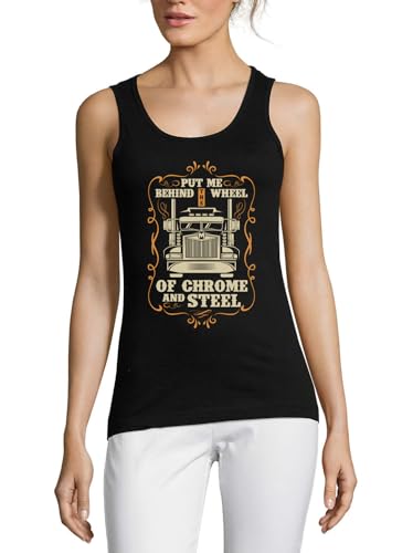 Débardeur américain noir en coton pour femme avec inscription vintage Big Rig