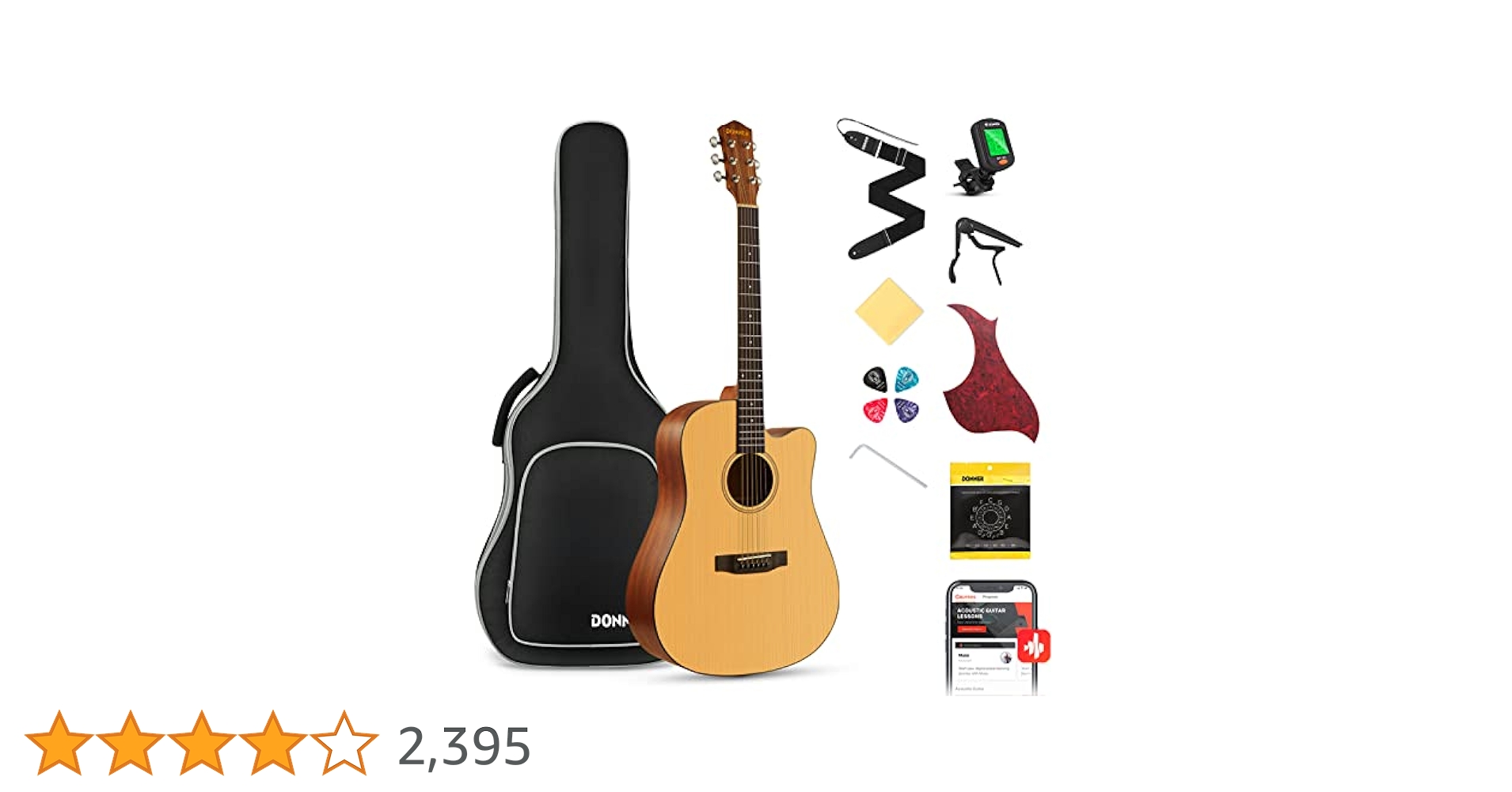 最終値下げ　donner アコギ　カッタウェイ dag-1c スプルース ボディ Amazon | Donner アコースティックギター 初心者セット 41インチ