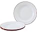 Enamelware - Set of 4 - Dinner Plates - Solid White with Red Rim