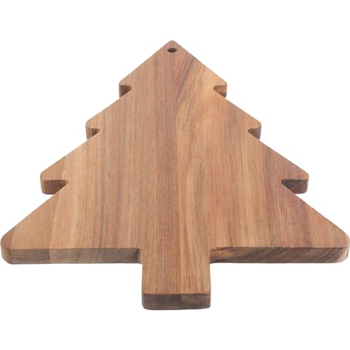 Luxshiny Christmas Tree Charcuterie Board, tabla de cortar y bandeja de madera para snacks, quesos y aperitivos navideños, forma de árbol de Navidad miniatura 6