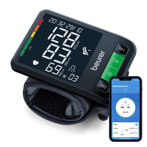 Beurer BC 87 Tensiomètre à poignet avec connexion App, écran XL, indicateur de repos, technologie d'inflation, indicateur de risque coloré et détection...