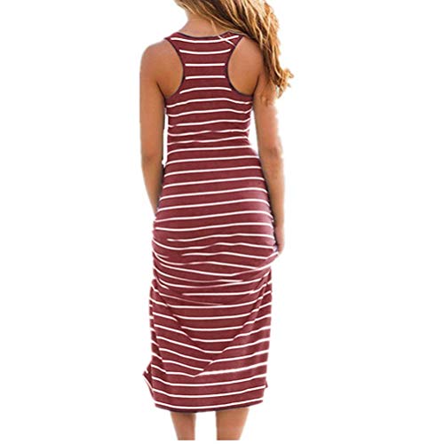 Image of Roselux Women Sleeveless Scoop Neck Striped Maxi Sundresses Loose Racerback Long Dress