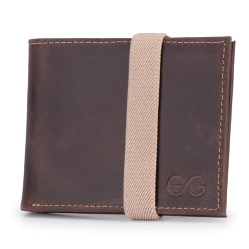 Carteira Masculina Slim Pequena Luxo Couro Legítimo Elástico (marrom escuro)