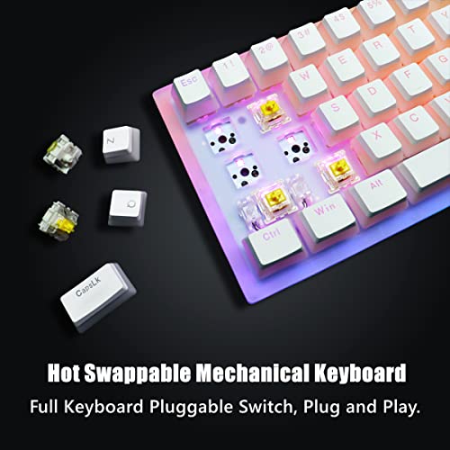 Xvx Womier K61 Wired 60% Mechanical Keyboard Pro, Hot Swappable Dual Rgb Backlit Keyboard, Gateron Switch Compact 61 Keys Gaming Keyboard, Pro Driver/Software Supported(Pudding Keycaps, Yellow Switch) #TOP2